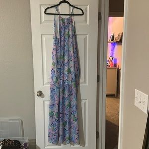 High Neck Floral Maxi Dress